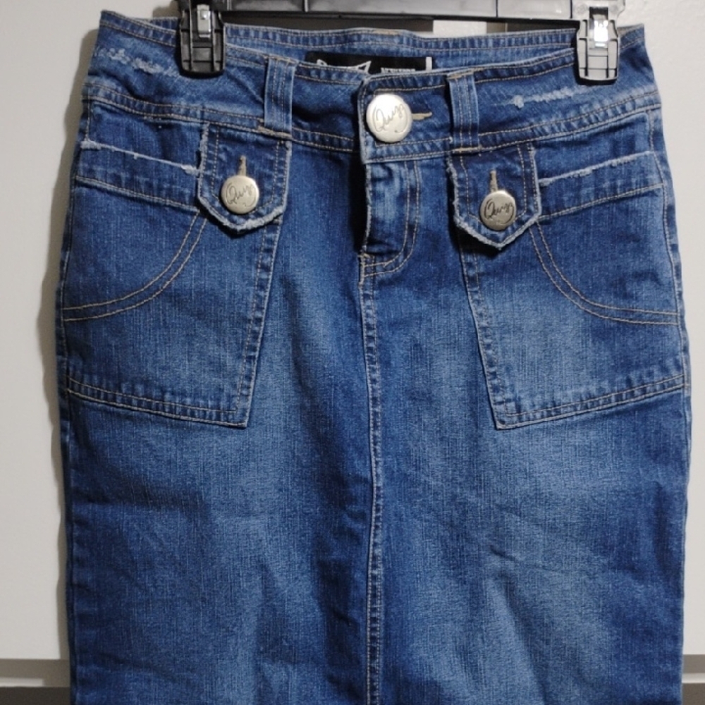 SALE! Quizz New York Vintage Classic Blue Denim A-Line Skirt Sz.5/6 (XX-55) - Picture 3 of 13